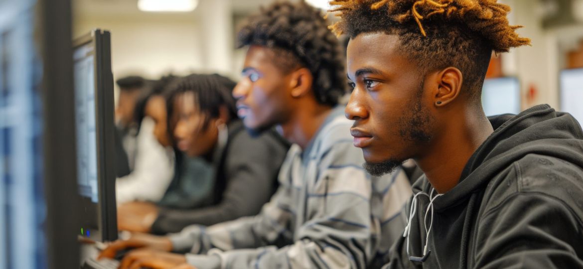 Group of People Sitting in Front of Computer Monitors (Demo)